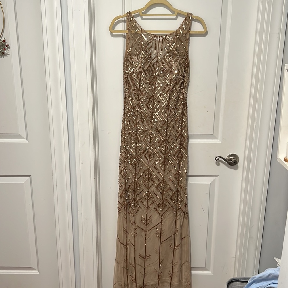 Adrianna Papell Gold Sequin Gown